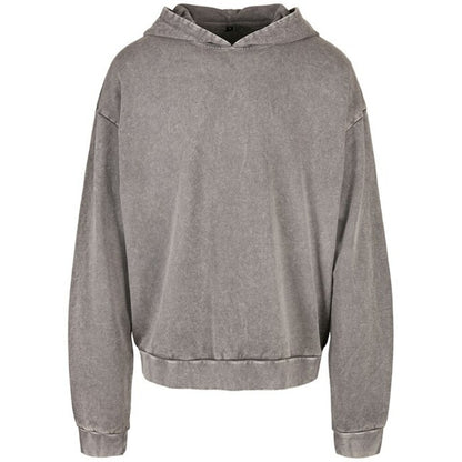 Asphalt - Front - Build Your Brand Mens Acid Wash Oversized Hoodie