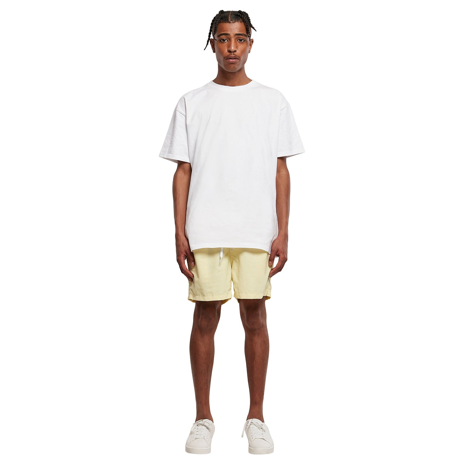 Light Yellow - Back - Build Your Brand Mens Swim Shorts