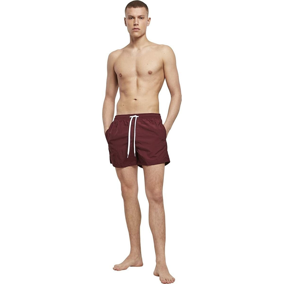 Cherry Red - Back - Build Your Brand Mens Swim Shorts