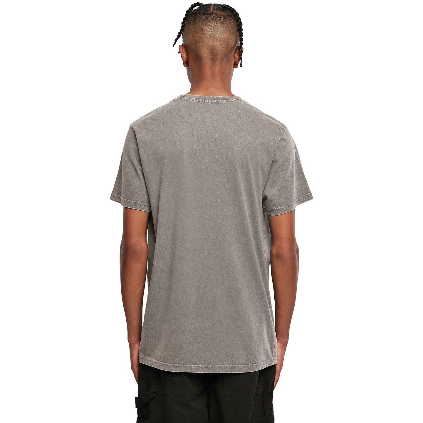 Dark Khaki - Side - Build Your Brand Mens Acid Wash T-Shirt