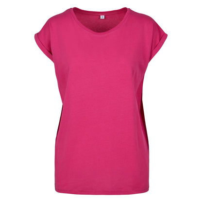 Hibiscus Pink - Front - Build Your Brand Womens-Ladies Extended Shoulder T-Shirt
