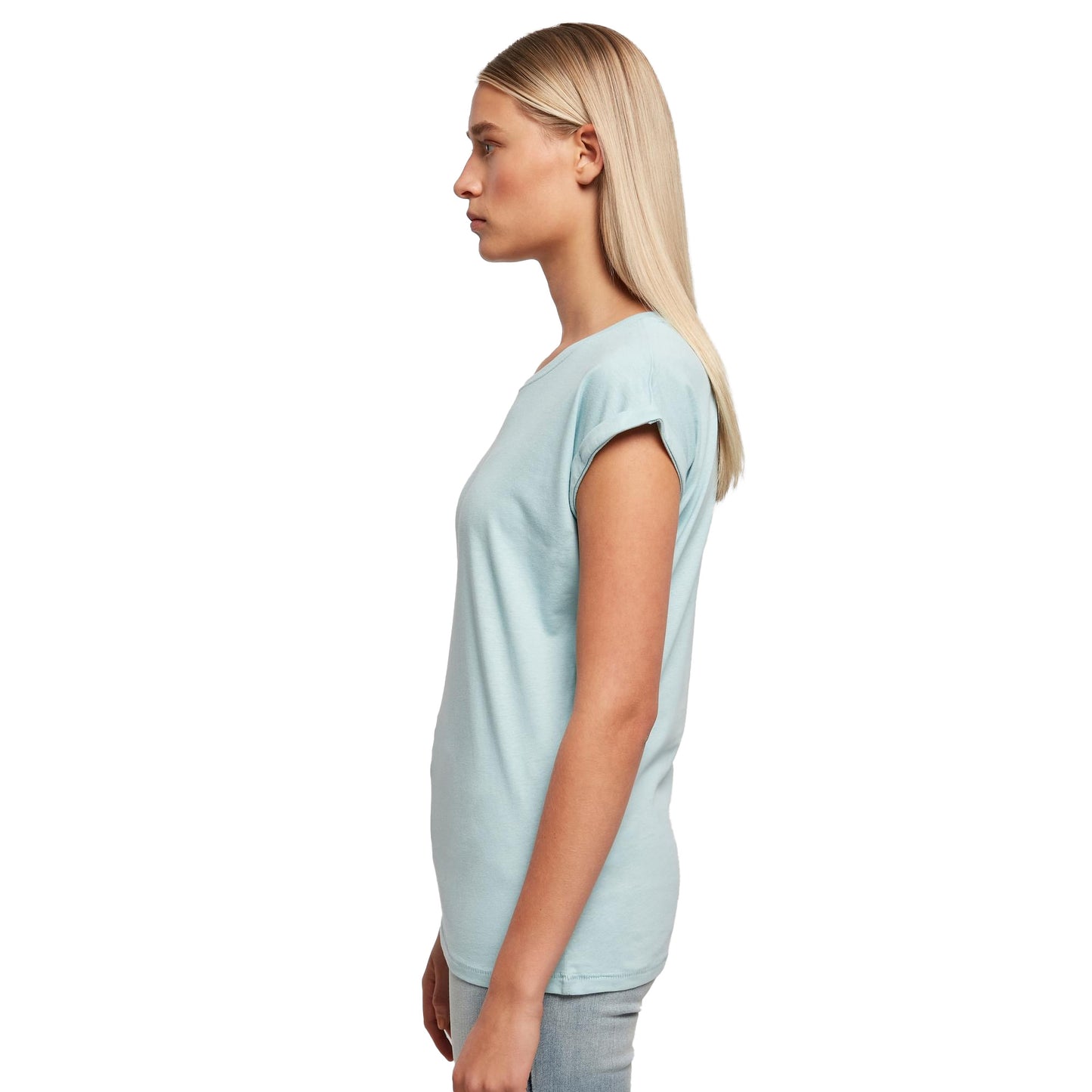 Ocean Blue - Pack Shot - Build Your Brand Womens-Ladies Extended Shoulder T-Shirt