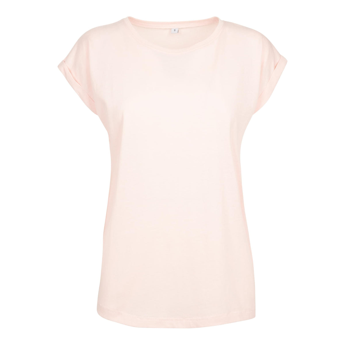 Pink - Front - Build Your Brand Womens-Ladies Extended Shoulder T-Shirt