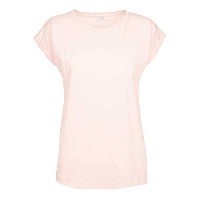 Pink - Front - Build Your Brand Womens-Ladies Extended Shoulder T-Shirt