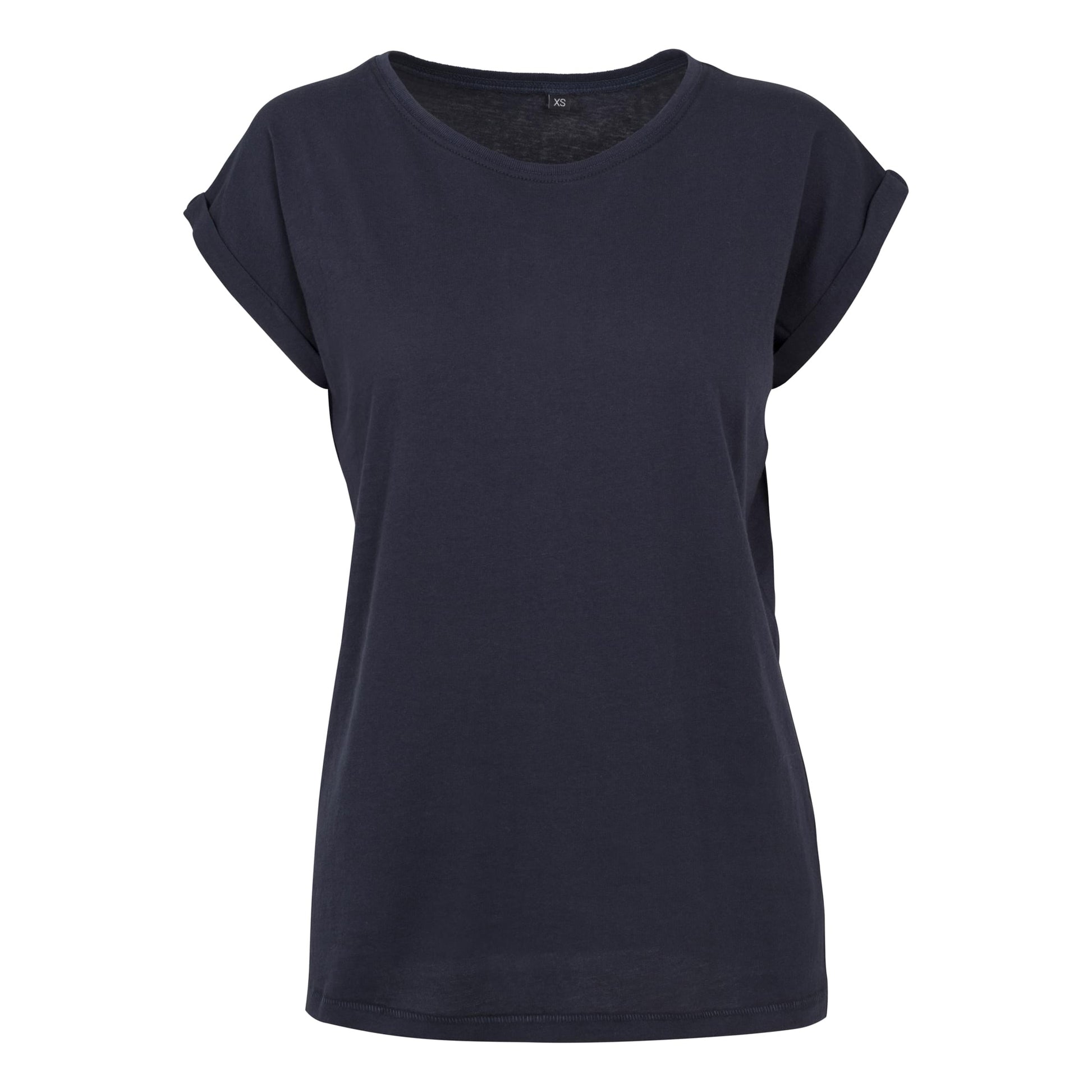 Navy - Front - Build Your Brand Womens-Ladies Extended Shoulder T-Shirt