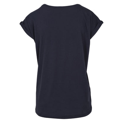 Navy - Back - Build Your Brand Womens-Ladies Extended Shoulder T-Shirt