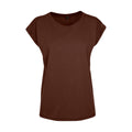 Chocolate Brown - Front - Build Your Brand Womens-Ladies Extended Shoulder T-Shirt