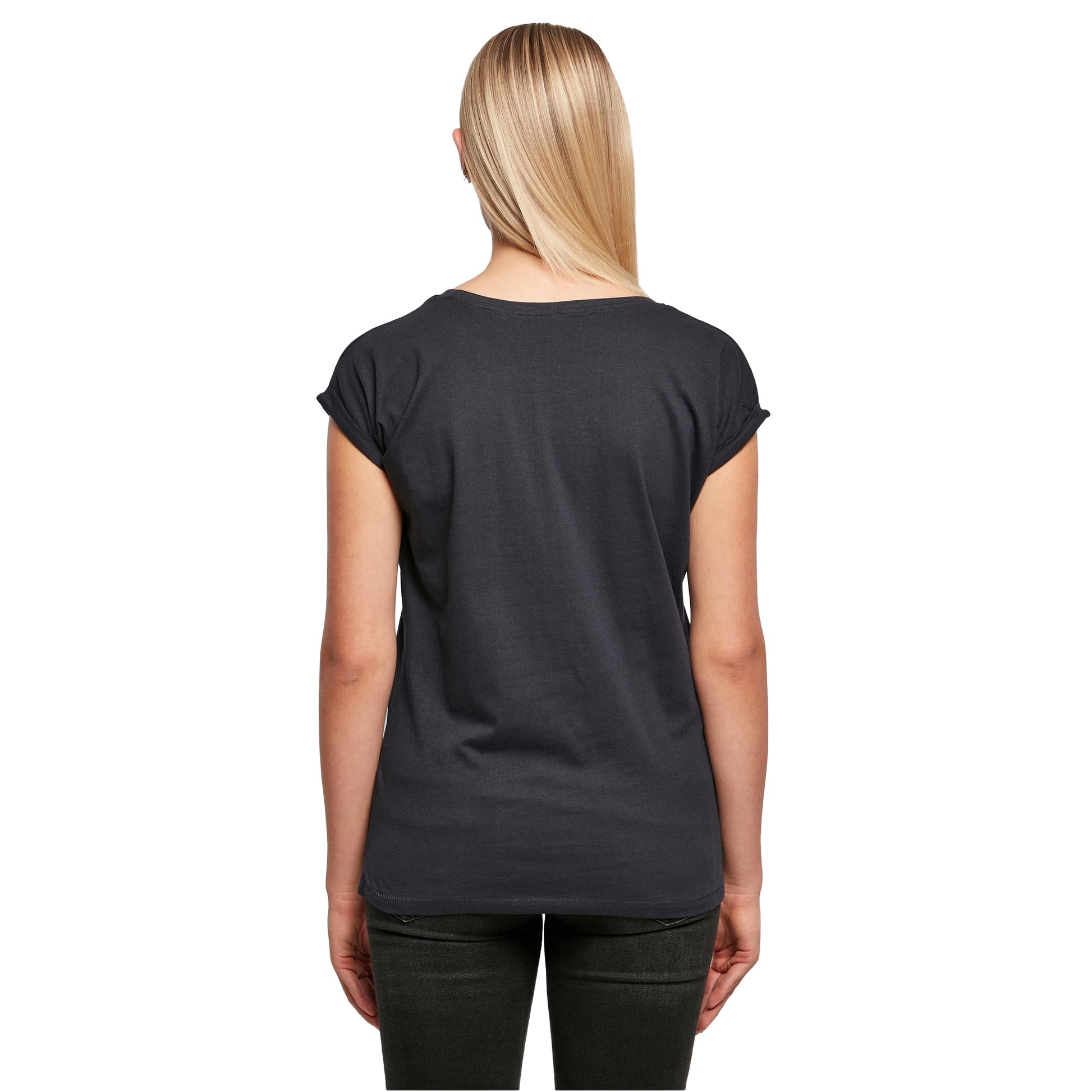 Navy - Lifestyle - Build Your Brand Womens-Ladies Extended Shoulder T-Shirt