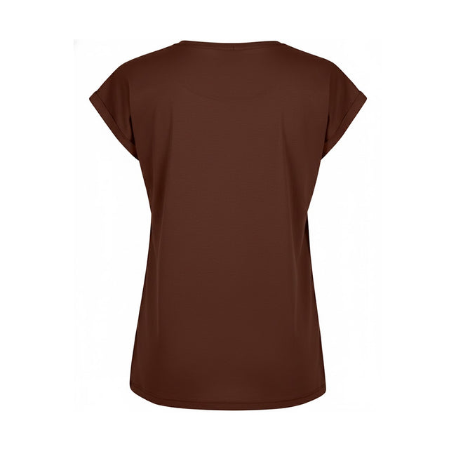 Chocolate Brown - Back - Build Your Brand Womens-Ladies Extended Shoulder T-Shirt