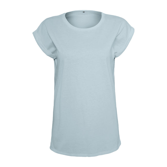 Powder Blue - Front - Build Your Brand Womens-Ladies Extended Shoulder T-Shirt