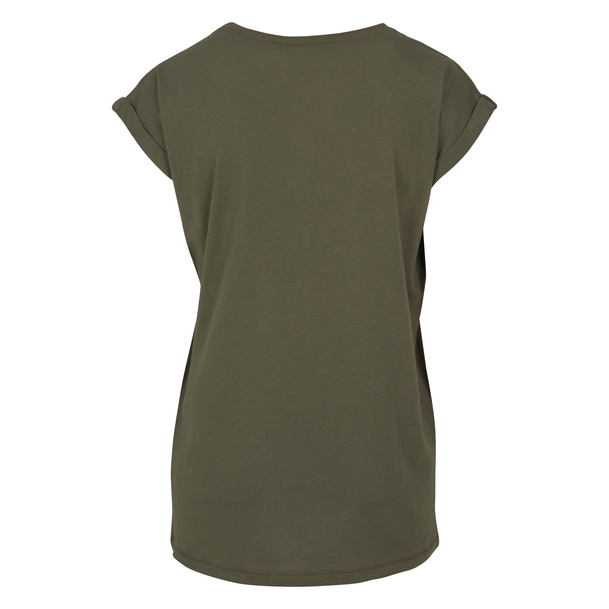 Olive - Back - Build Your Brand Womens-Ladies Extended Shoulder T-Shirt