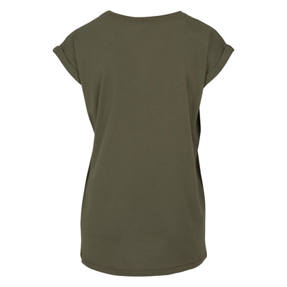 Olive - Back - Build Your Brand Womens-Ladies Extended Shoulder T-Shirt