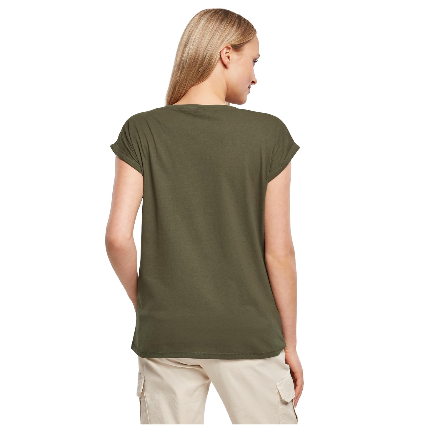 Olive - Lifestyle - Build Your Brand Womens-Ladies Extended Shoulder T-Shirt