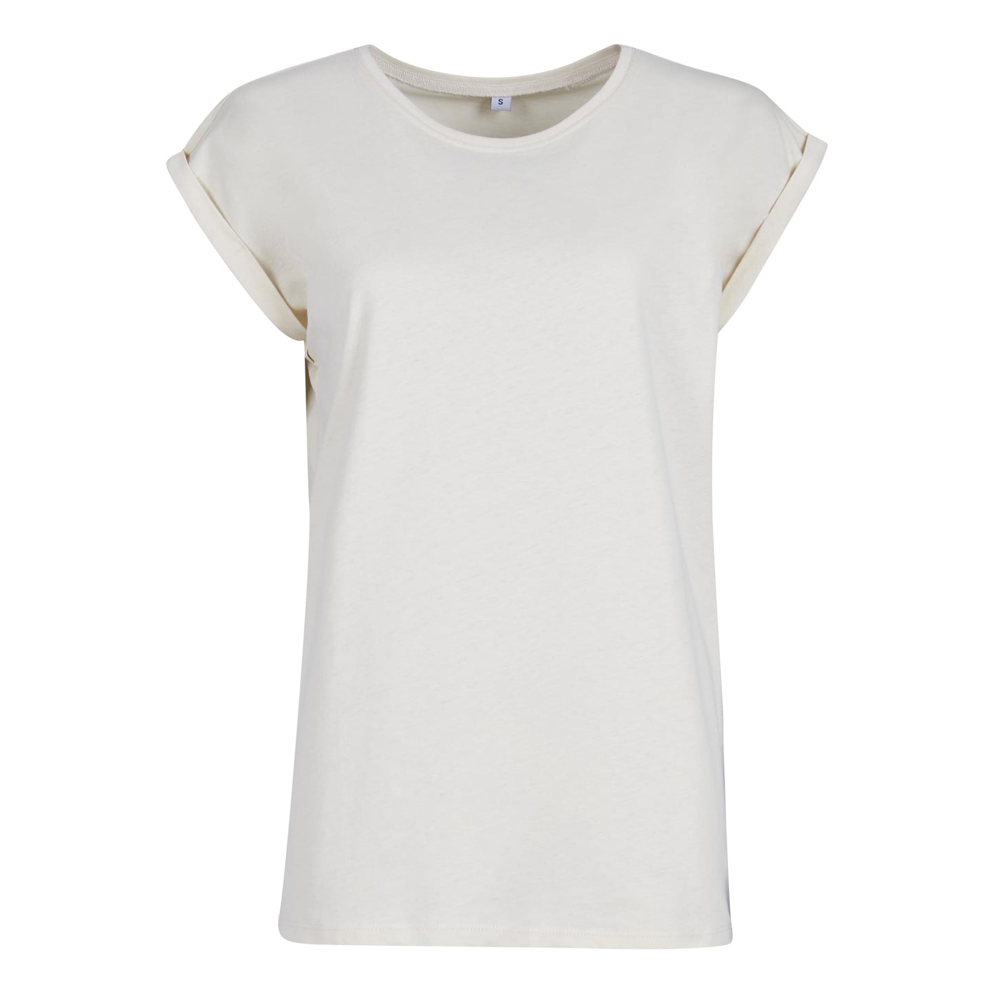 White Sand - Front - Build Your Brand Womens-Ladies Extended Shoulder T-Shirt