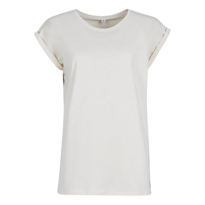 White Sand - Front - Build Your Brand Womens-Ladies Extended Shoulder T-Shirt
