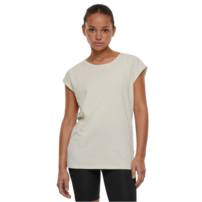 White Sand - Side - Build Your Brand Womens-Ladies Extended Shoulder T-Shirt