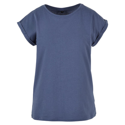 Vintage Blue - Front - Build Your Brand Womens-Ladies Extended Shoulder T-Shirt