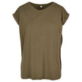 Olive - Front - Build Your Brand Womens-Ladies Organic Extended Shoulder T-Shirt