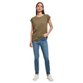 Olive - Back - Build Your Brand Womens-Ladies Organic Extended Shoulder T-Shirt