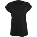 Black - Front - Build Your Brand Womens-Ladies Organic Extended Shoulder T-Shirt