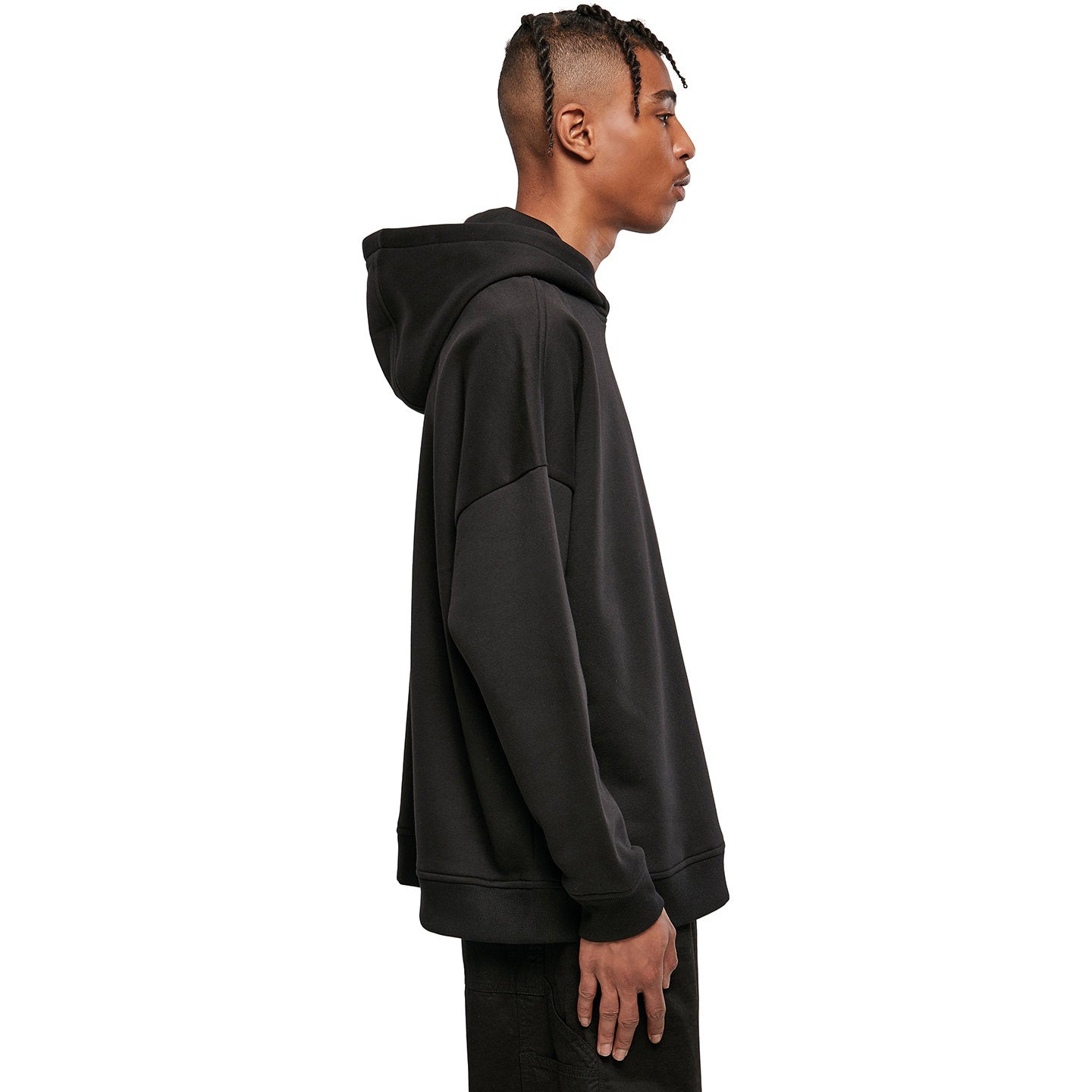 Black - Lifestyle - Build Your Brand Mens Oversized Cut-On Hoodie