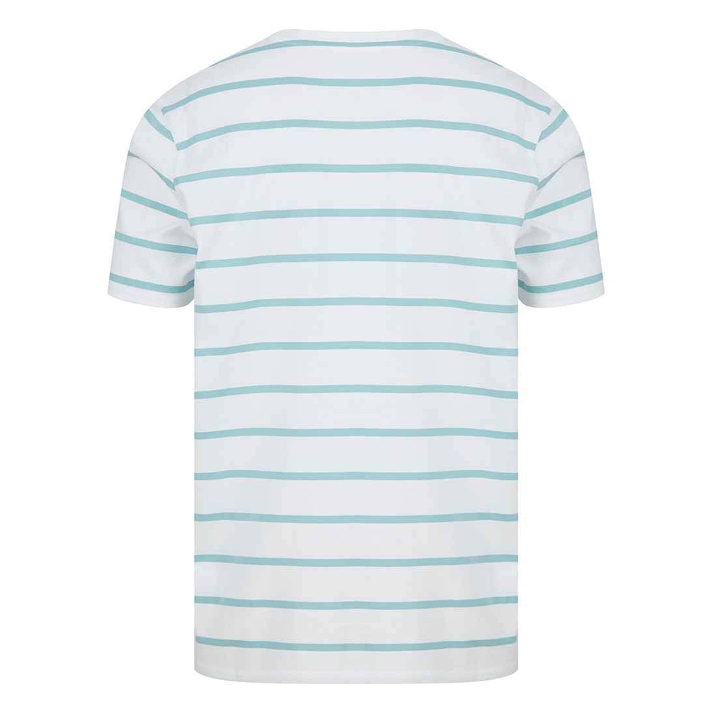 White-Duck Egg Blue - Back - Front Row Mens Striped T-Shirt