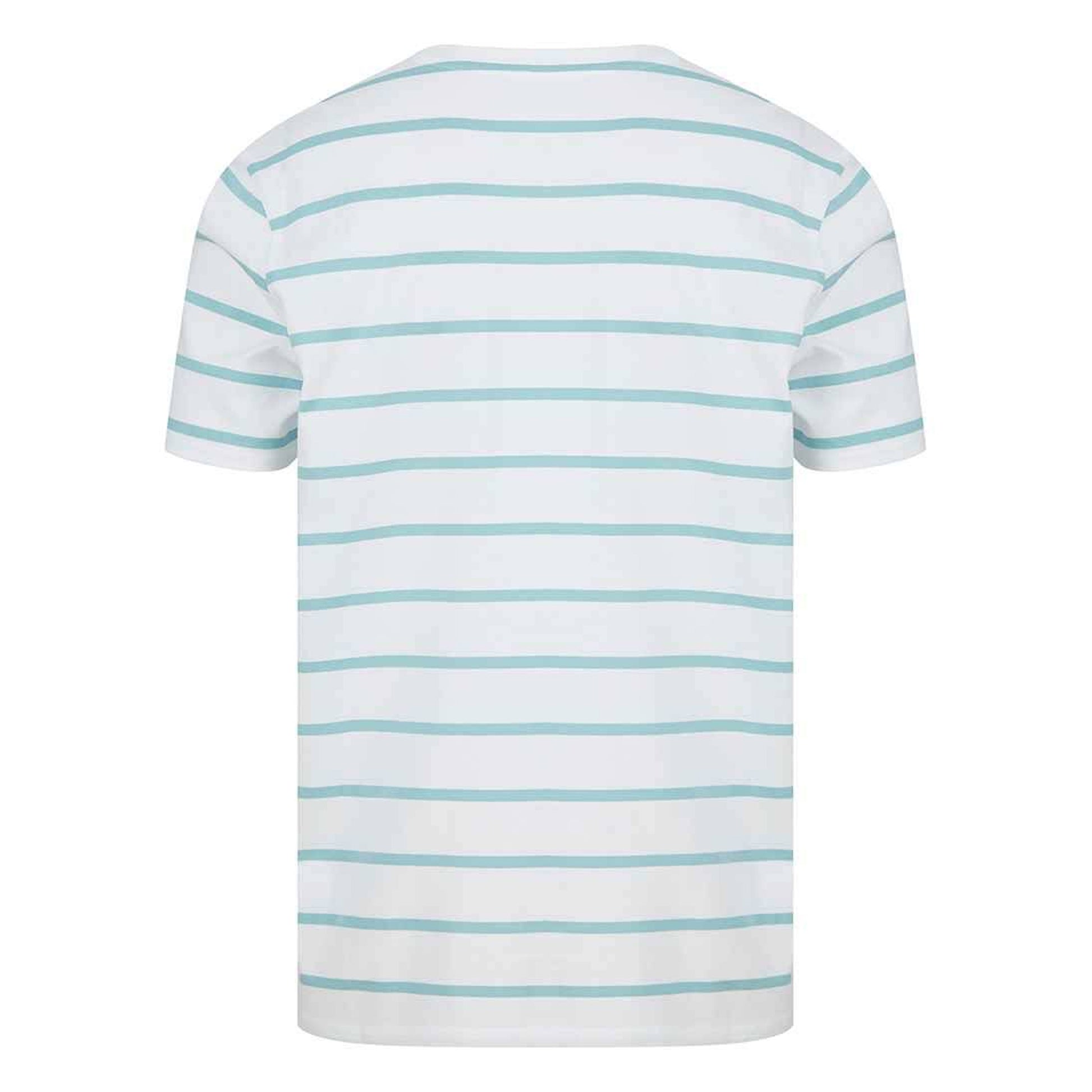 White-Duck Egg Blue - Back - Front Row Mens Striped T-Shirt