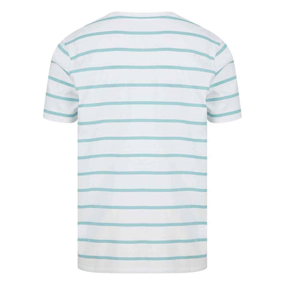 White-Duck Egg Blue - Back - Front Row Mens Striped T-Shirt