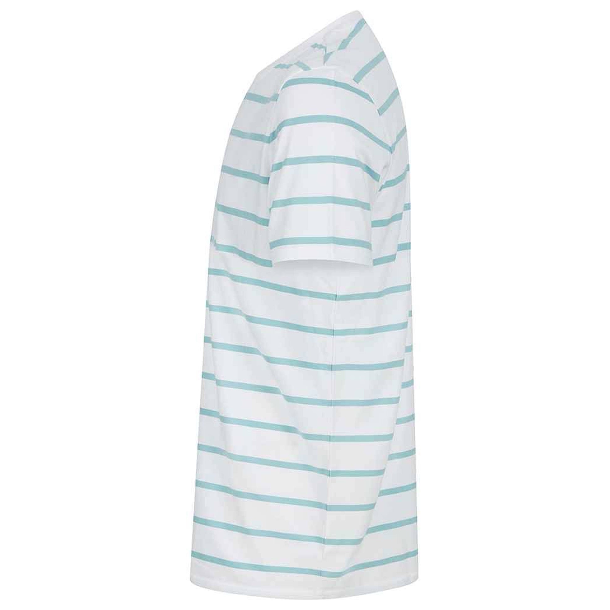 White-Duck Egg Blue - Side - Front Row Mens Striped T-Shirt