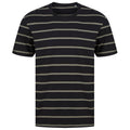 Black-Khaki - Front - Front Row Mens Striped T-Shirt