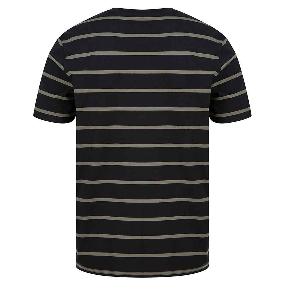 Black-Khaki - Back - Front Row Mens Striped T-Shirt