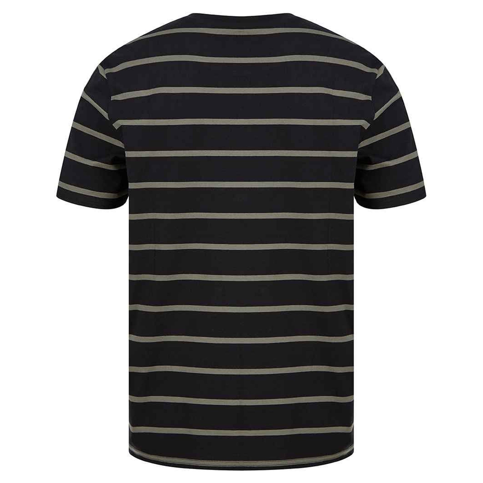 Black-Khaki - Back - Front Row Mens Striped T-Shirt