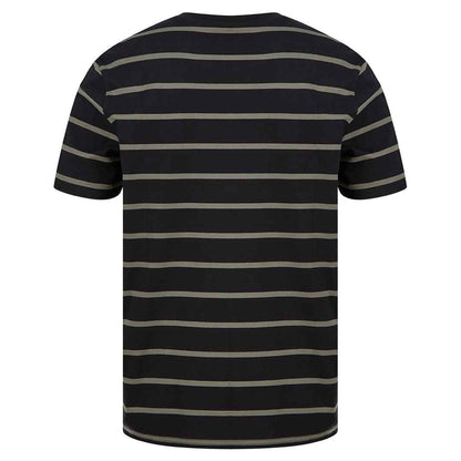 Black-Khaki - Back - Front Row Mens Striped T-Shirt