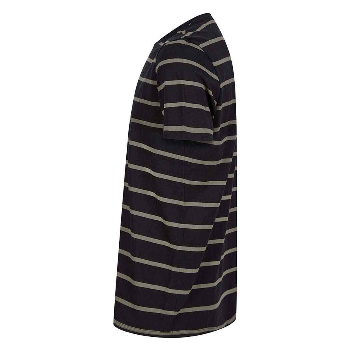 Black-Khaki - Side - Front Row Mens Striped T-Shirt