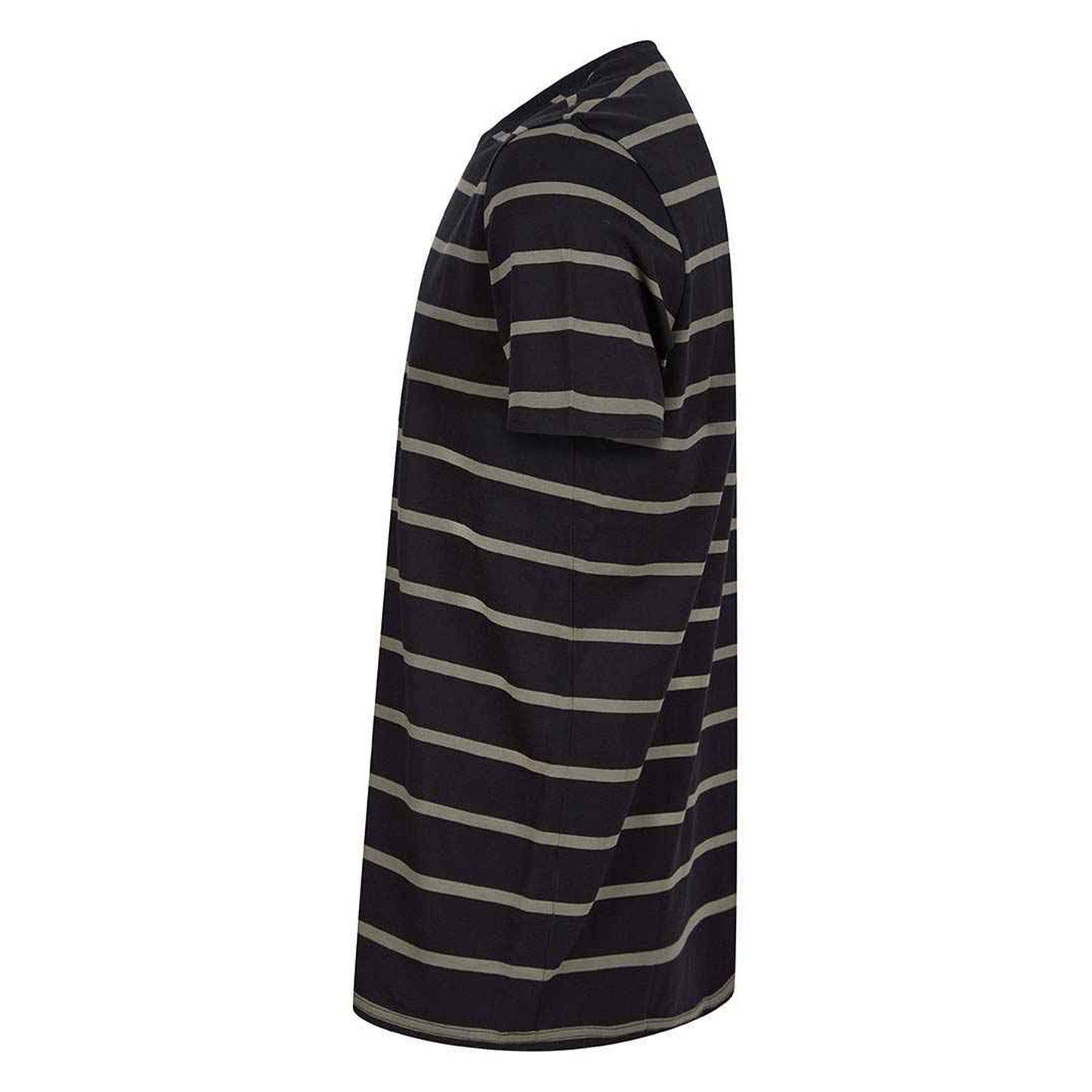 Black-Khaki - Side - Front Row Mens Striped T-Shirt