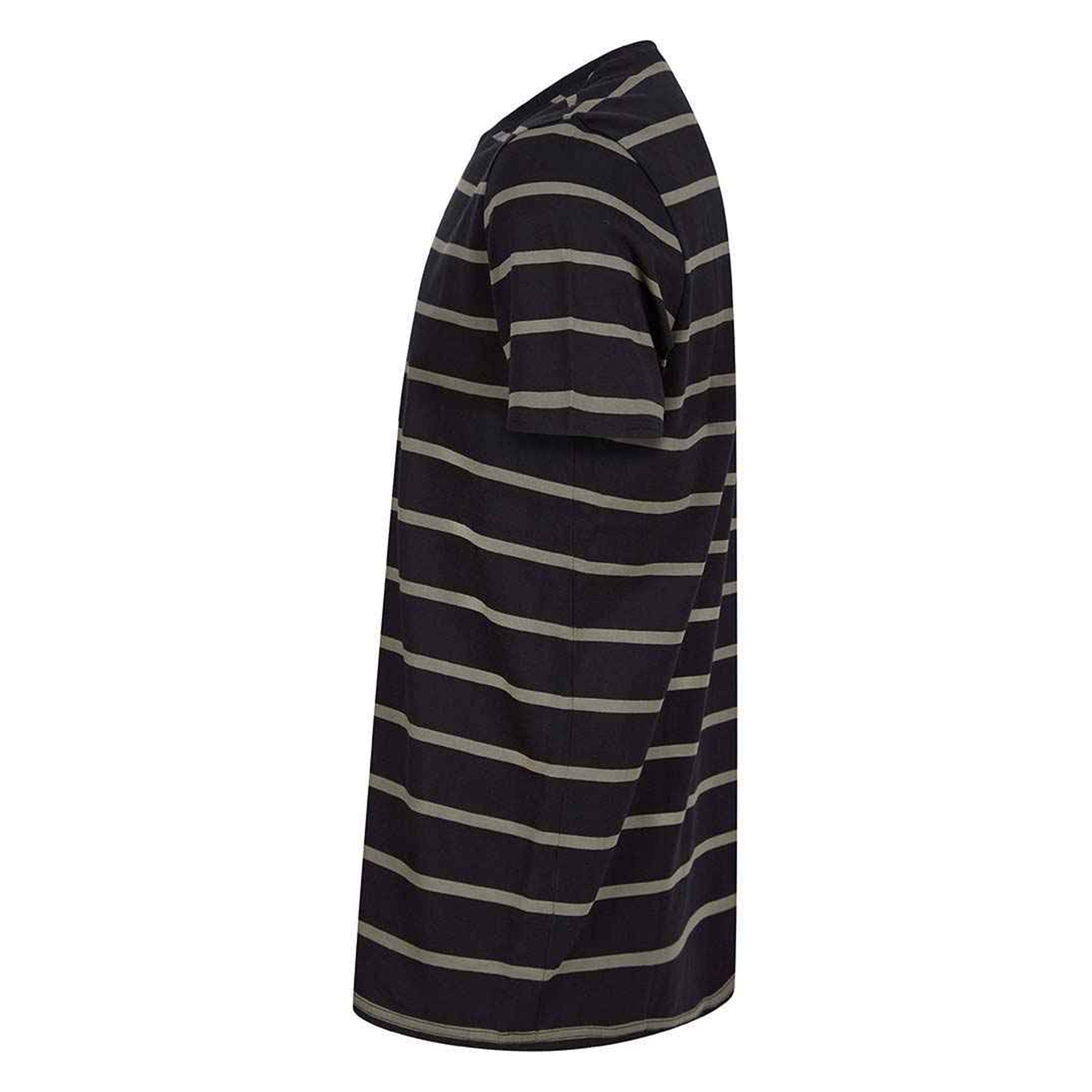 Black-Khaki - Side - Front Row Mens Striped T-Shirt