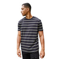 Black-Khaki - Pack Shot - Front Row Mens Striped T-Shirt