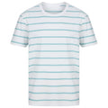 White-Duck Egg Blue - Front - Front Row Mens Striped T-Shirt