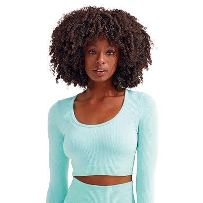 Peppermint - Back - TriDri Womens-Ladies Ribbed Seamless 3D Crop Top
