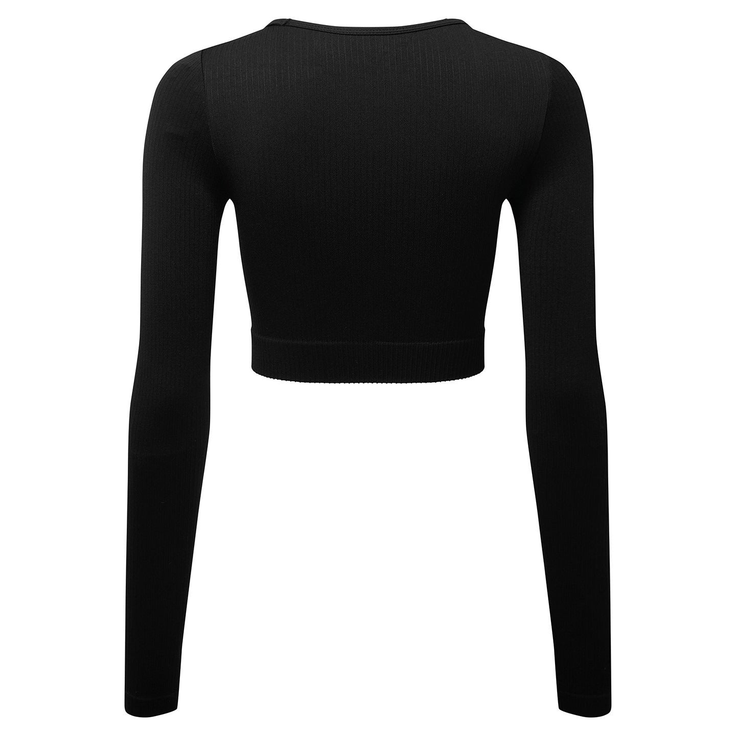 Black - Back - TriDri Womens-Ladies Ribbed Seamless 3D Crop Top