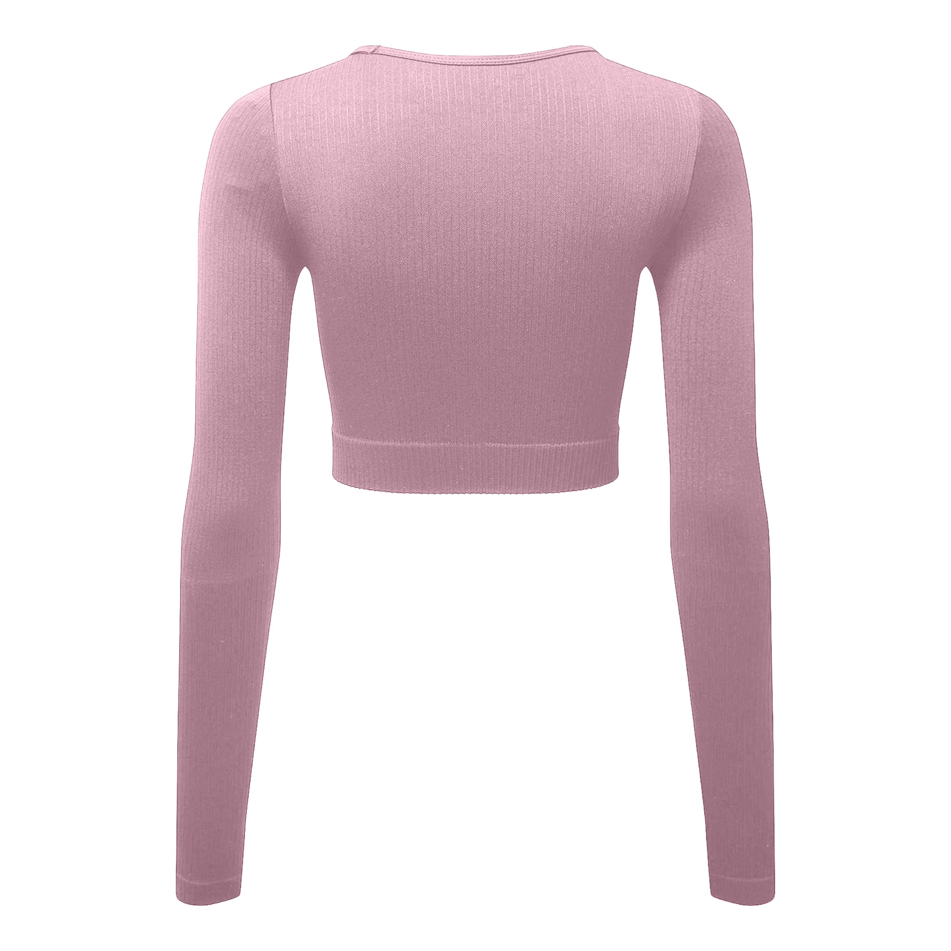 Mauve - Back - TriDri Womens-Ladies Ribbed Seamless 3D Crop Top