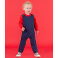 Navy - Back - Larkwood Baby Organic Cotton Dungarees