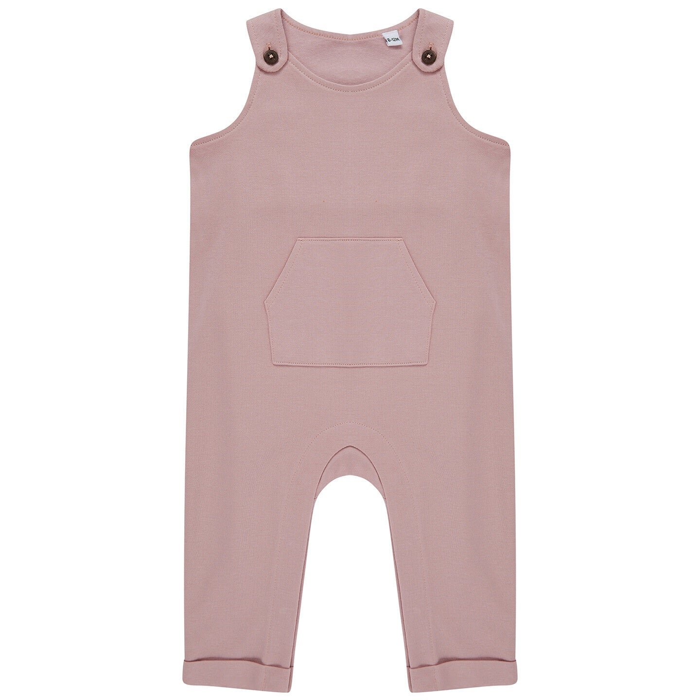 Soft Pink - Front - Larkwood Baby Organic Cotton Dungarees