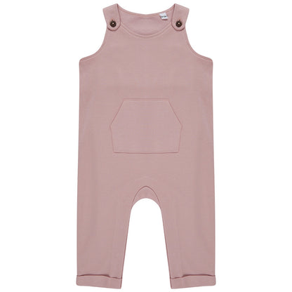 Soft Pink - Front - Larkwood Baby Organic Cotton Dungarees