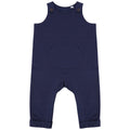Navy - Front - Larkwood Baby Organic Cotton Dungarees