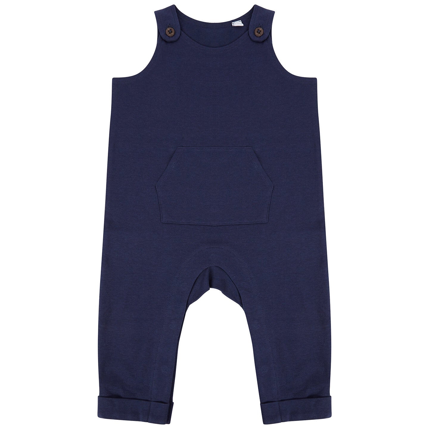Navy - Front - Larkwood Baby Organic Cotton Dungarees