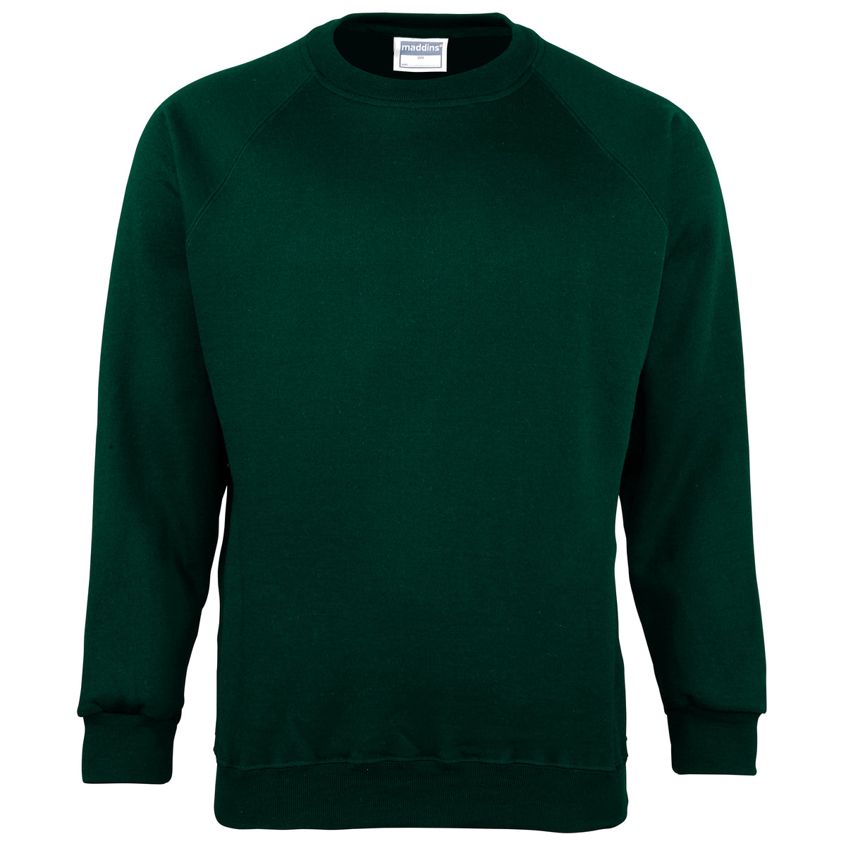 Bottle Green - Front - Maddins Kids Unisex Coloursure Crew Neck Sweatshirt - Schoolwear