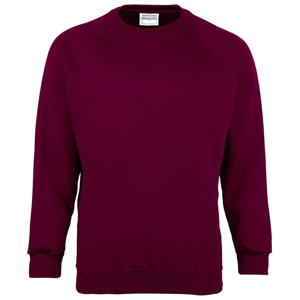 Burgundy - Front - Maddins Kids Unisex Coloursure Crew Neck Sweatshirt - Schoolwear