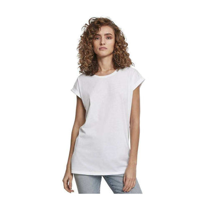 White - Back - Build Your Brand Womens-Ladies Organic Extended Shoulder T-Shirt