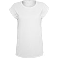 White - Front - Build Your Brand Womens-Ladies Organic Extended Shoulder T-Shirt